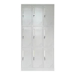 LOCKER 9 Θέσεων Μέταλλο Βαφή Ανοιχτό Γκρι Με εσωτερικά ράφια 90x40x185cm