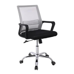 BF2110 Πολυθρόνα Γραφείου Μέταλλο Χρώμιο, Mesh Γκρι - Μαύρο