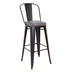 Σκαμπώ BAR Με Πλάτη RELIX (43x43x114) Μαύρο Matte/PU Κάθ.Σκ.Γκρι