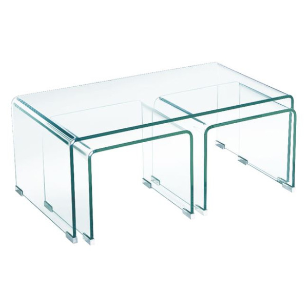 GLASSER set τραπέζι σαλονιού 3 τεμ. Διάφανο