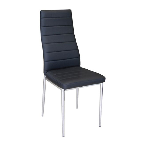Καρέκλα μεταλλική JETTA-I Χρώμιο/PVC Μαύρο (Συσκ.6)