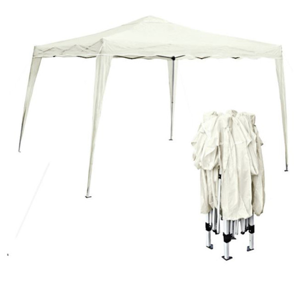 Κιόσκι πτυσσόμενο GAZEBO (3x3m) Μεταλλικό Λευκό/Ύφασμα Λευκό (140gr)