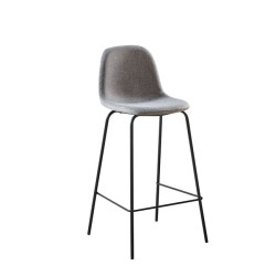 Σκαμπώ BAR Μεταλλικό CELINA (47x51x106) Μαύρο/Ύφασμα Γκρι