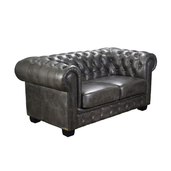 Καναπές διθέσιος CHESTERFIELD 689 (160x92x72) Δέρμα Antique Grey