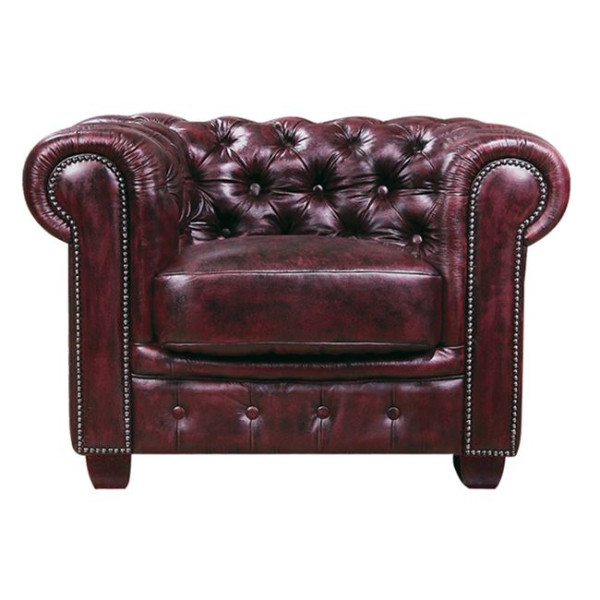 Πολυθρόνα CHESTERFIELD-689 T. (103x92x72) Δέρμα Antique Red