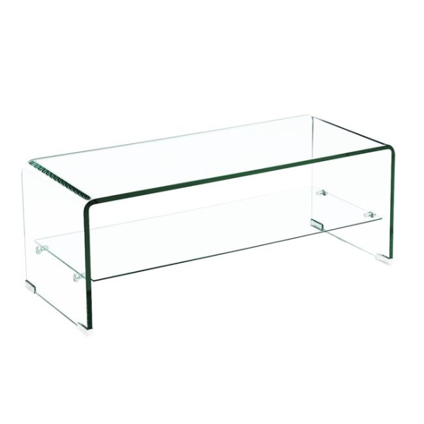 GLASSER Clear Τραπεζάκι σαλονιού με ράφι (100x50x43) Διάφανο