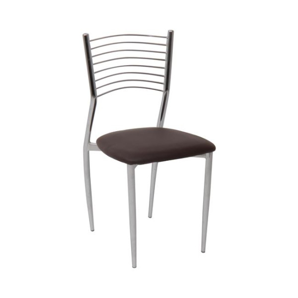 VIVIAN καρέκλα μεταλλική PVC Σκούρο Καφέ 