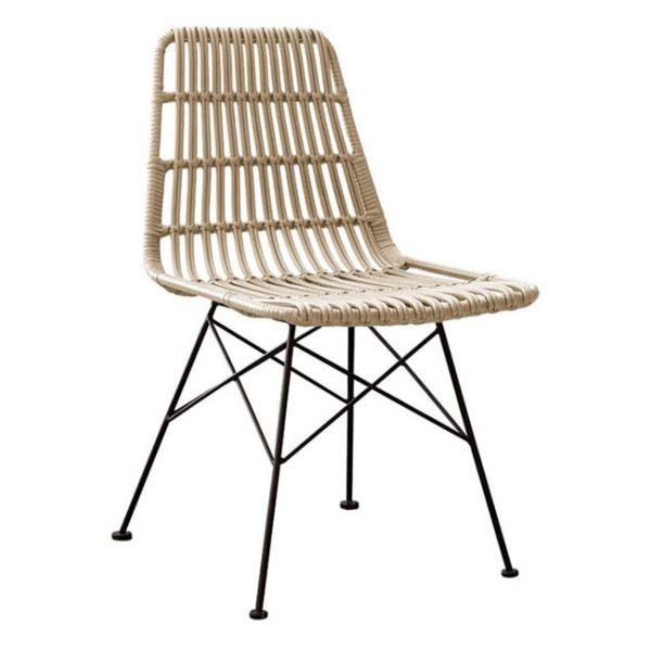 Καρέκλα μεταλλική SALSA (48x59x80) Μεταλ.Μαύρη/Wicker Φυσικό