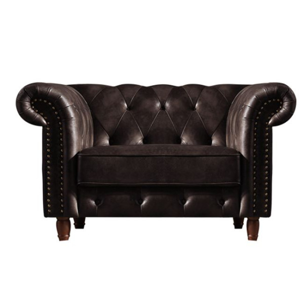 Πολυθρόνα CHESTERFIELD T. (117x89x75) Ύφασμα Nabuk Σκ.Καφέ